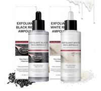 Peel Shot Glow Rice Ampoule Duo, Exfoliant Visage, Black and White Rice Exfoliante, Peeling Visage Nettoyage Profond des Pores et Points Noirs pour Toutes les Peaux, 2 * 80ML