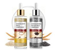 Peel Shot Glow Rice Ampoule Duo, Exfoliant White & Black Rice Ampoule, Glow Rice Duo Ampoule Set, Sanfte Exfoliation, Reis Ampulle Serum für Gesicht & Körper, 100ML*2 Pack (Black+White)