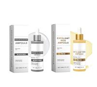 Peel Shot Glow Rice Ampoule, Peel Shot Glow Riz Exfoliant Visage, peel shot White+Black Rice Ampoule Duo, Rice Exfoliator Solution Peeling pour le visage et le corps (Set, 30ml)