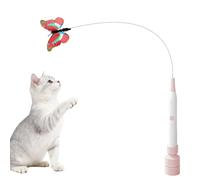 Peelanmall Jouet électrique pour chat - Avec ventouses - Pivotant à 360° - Jouet interactif naturel pour chat (rose et blanc)
