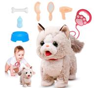 Peelanmall Jouet interactif électronique pour chat avec laisse, chaton en peluche pour enfants qui court, miaule, remue la queue et bouge la langue (chat ragdoll)