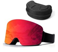 Peelanmall Lunettes de ski pour homme et femme, lunettes de motocross, anti-buée, avec protection UV, coupe-vent, haute respirabilité, lunettes de cross, pour patinage, snowboard, snowmobile (rouge)