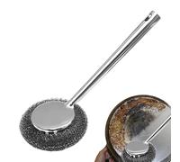 Peeling en acier inoxydable, nettoyant inoxydable pour les casseroles et casseroles, oreillers de nettoyage laine élevé avec une longue poignée - Recherche coussinets Pots Cuisine