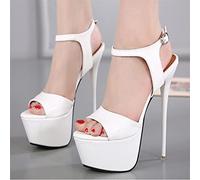 Peep Toe Ankle Buckle Rome Sandals Femmes Concise Concise Sense Fine Talls Sandales Plateforme Super High Heels Fashion Chaussures Femme Femme-Blanc, 36