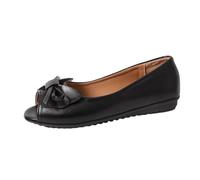 Peep Toe Chaussures de Mariage pour Mariée Cuir PU Arcs Sandales Plates Slip-on Été Confortable Chaussures Slip-on(Black,37 EU)