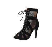 Peep Toe Talons à Lacets,Bottines De Danse Latine à Lacets,Bottes De Salsa,Flexible Et éLastique,Soulageant La Pression du Pied,Convient pour Les FêTes Ou Les Centres De Formation en Danse