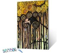 Peepezo Peinture par Numero pour Enfant et Adulte, Loisirs Créatifs Activité Manuelle, Peinture Acrylique Kit de Dessin pour Filles et Garçons, Baiser - Klimt 60x80cm (encadré)