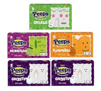 Peeps Lot de 3 paquets de bonbons Halloween Marshmallow Crânes en sucre, monstres, citrouilles, fantômes et chats