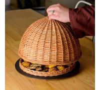 Peepul Tree Plateau de service en osier avec couvercle | Fait à la main en bois de qualité supérieure pour collations | Idéal pour servir des biscuits, des fruits secs, du pain et des bonbons | Fait à