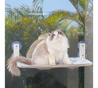 PEFUNY Perchoir de Fenêtre pour Chat Pliable sans Fil, Hamac pour Chat avec 4 Ventouses, Cadre Setal Robuste pour Fenêtres en Verre et Murs Intérieurs (Gris Moyen)