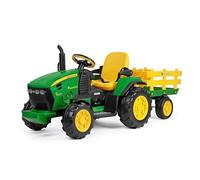 PEG John Deere RC Tractor Tractor électrique à chevaucher et télécommandé pour Enfants, 12 V, avec remorque, télécommande, 2 Roues motrices, Radio FM, 1 an