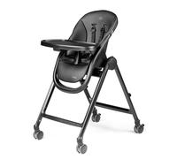 PEG Living Chaise Haute dès la Naissance, Design Contemporain, Fonction Transat, Hauteur Réglable, Double Plateau, 4 Roues 360°, Fermeture Compacte, 0-3 Ans (0-15 kg), True Balck
