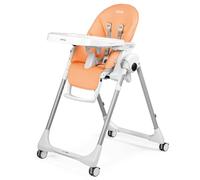 PEG Prima Pappa Follow Me Chaise Haute Bébé Inclinable, Fonction Transat, 4 Roues, Pliable et Ultra-Compacte, pour Enfants de 0 à 3 Ans (0-15 kg), Peach