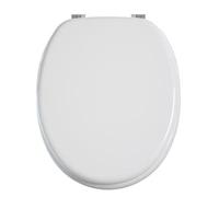 Balayette et abbat WC GENERIQUE Abattant WC en bois et zinc coloris blanc, L 37 x P 43 cm -PEGANE-