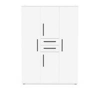 PEGANE Amoire Placard de Rangement 4 Portes et 2 tiroirs Couleur Blanc Mat - Largeur 134,6 x Profondeur 50 x Hauteur 188 cm