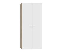 PEGANE Armoire 2 Portes Placard de Rangement Coloris Blanc/Chêne Cambrien - Longueur 79 x Profondeur 52 x Hauteur 180 cm