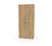 PEGANE Armoire 2 Portes Placard de Rangement Coloris Chêne - Longueur 79 x Profondeur 52 x Hauteur 180 cm