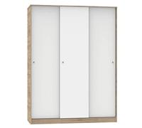 PEGANE Armoire avec 3 Portes coulissantes Coloris Cambrian/Blanc - Hauteur 200 x Longueur 150 x Profondeur 55 cm