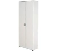 PEGANE Armoire Blanc avec 5 étagères et 2 Portes, Dim : L70 x P34 x H189 cm