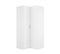 PEGANE Armoire d'angle Placard de Rangement à 2 Portes battantes, Coloris Blanc - Hauteur 203,5 x Longueur 95 x Profondeur 97 cm