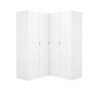 PEGANE Armoire d'angle Placard de Rangement à 4 Portes battantes, Coloris Blanc - Hauteur 184 x Longueur 133 x Profondeur 131 cm