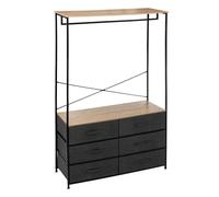 PEGANE Armoire Dressing avec 6 tiroirs en Bois Coloris Naturel et métal Coloris Gris Foncé - Longueur 100 x Profondeur 40 x Hauteur 167 cm