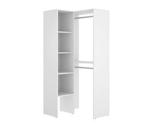 PEGANE Armoire Dressing d'angle en Panneaux de Particules mélaminés Coloris Blanc - Longueur 79.5 x Profondeur 88.5 x Hauteur 185 cm