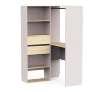 PEGANE Armoire Dressing d'angle modulable Couleur chêne Clair/Beige - Largeur 118,6 x Profondeur 121,6 x Hauteur 203 cm