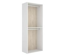 PEGANE Armoire Dressing Ouverte avec 2 tringles et Fond réversible, Coloris Blanc/Naturel - Hauteur 204,5 x Longueur 80 x Profondeur 45 cm