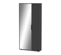 PEGANE Armoire Meuble à Chaussures 2 Portes avec Un Miroir Couleur Noir Longueur 82,8 x Profondeur 23,9 x Hauteur 178,4 cm