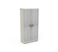 PEGANE Armoire Meuble de Rangement 4 étagères intérieur/extérieur Coloris Beige/Gris - Longueur 90 x Profondeur 45 x Hauteur 184 cm