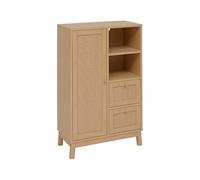 PEGANE Armoire Meuble de Rangement avec 1 Porte et 2 tiroirs, Coloris chêne - Longueur 60 x Profondeur 30 x Hauteur 95 cm