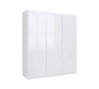 PEGANE Armoire Placard à 4 Portes,Coloris Blanc/Blanc Haute Brillance - Longueur 180 x Profondeur 57 x Hauteur 210 cm