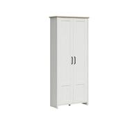 PEGANE Armoire Placard à Deux Portes, Coloris Blanc pin Andersen/Chêne Clair - Longueur 84,5 x Profondeur 36,5 x Hauteur 200,5 cm
