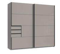 PEGANE Armoire, Placard Coloris Gris et Verre Coloris Gris, Graphite - Longueur 225 x Hauteur 208 x Profondeur 64 cm
