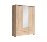 PEGANE Armoire Placard de 5 Portes avec Miroir et 2 tiroirs, Coloris chêne Sonoma - Longueur 153,5 x Hauteur 211 x Profondeur 55,5 cm