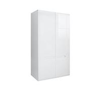 PEGANE Armoire Placard de Rangement à 2 Portes,Coloris Blanc/Blanc Haute Brillance - Longueur 105 x Profondeur 57 x Hauteur 193 cm