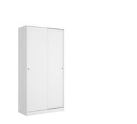PEGANE Armoire Placard de Rangement à 2 Portes coulissantes, Coloris Blanc - Hauteur 204 x Longueur 100 x Profondeur 50 cm