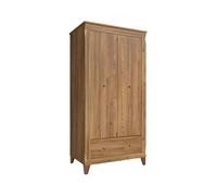 PEGANE Armoire Placard de Rangement à Deux Portes avec tiroir Soft-Close Coloris Mélèze doré - Longueur 102 x Profondeur 63 x Hauteur 202 cm