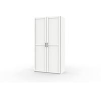 PEGANE Armoire Placard de Rangement de 2 Portes réversible Coloris Blanc/cambrien - Longueur 100 x Profondeur 50 x Hauteur 200 cm