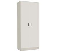 Armoire rangement nettoyage 2 portes en mélamine coloris blanc - Dim : H180 x L73 x P37 cm -PEGANE-