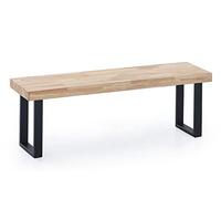 PEGANE Banc d'assise Coloris chêne Nordique/Pieds Noir -Largeur 120 x Profondeur 47 cm x Hauteur 34 cm