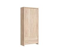 PEGANE Bibliothèque Armoire Placard à 2 Portes et 2 tiroirs, Coloris chêne Sonoma - Longueur 90 x Profondeur 40,5 x Hauteur 200,5 cm