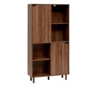 PEGANE Bibliothèque de 2 Portes coulissantes et 8 niches Coloris Marron - Longueur 80 x Largeur 30 x Hauteur 159,5 cm