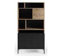 PEGANE Bibliothèque, étagère Aspect Bois Coloris chêne et Pieds en métal Noir - Longueur 90 x Profondeur 40 x Hauteur 170 cm