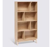 PEGANE Bibliothèque étagère avec 8 niches Coloris Effet Bois Naturel - Longueur 80 x Profondeur 30 x Hauteur 160 cm