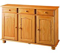 PEGANE Buffet 3 Portes en pin Massif Coloris Miel - Longueur 130 x Profondeur 42 x Hauteur 86 cm