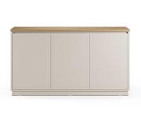 PEGANE Buffet, Commode de Rangement Aspect Bois avec 3 Portes Coloris chêne, Blanc - Longueur 152 x Profondeur 40,1 x Hauteur 84,40 cm