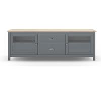 PEGANE Buffet, Commode de Rangement avec 2 tiroirs et 2 Portes en pin Coloris Vert Kaki, chêne - Longueur 180 x Profondeur 40 x Hauteur 59,30 cm