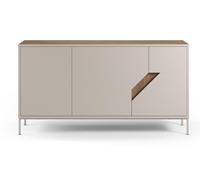 PEGANE Buffet, Commode de Rangement avec 3 Portes Aspect Bois Coloris chêne, crème - Longueur 150 x Profondeur 40 x Hauteur 80 cm